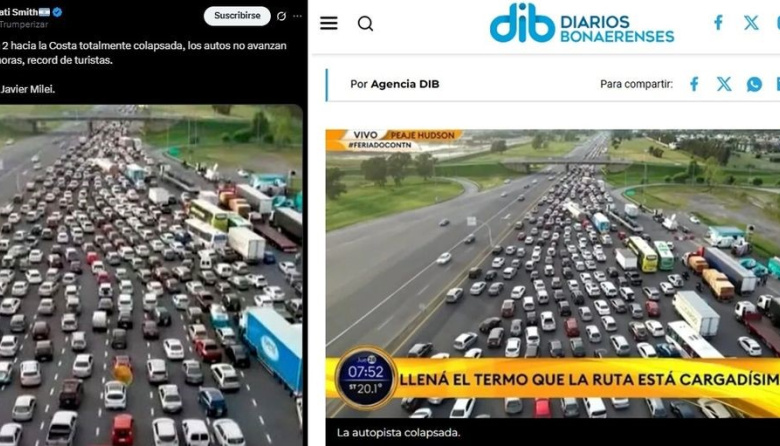 Scioli quiso mostrar el flujo de turistas en este fin de semana largo con una foto de 2024